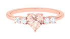 Rosec Jewels-Heart Shape Morganite Solitaire Promise Ring with Diamond