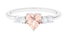 Rosec Jewels-Heart Shape Morganite Solitaire Promise Ring with Diamond