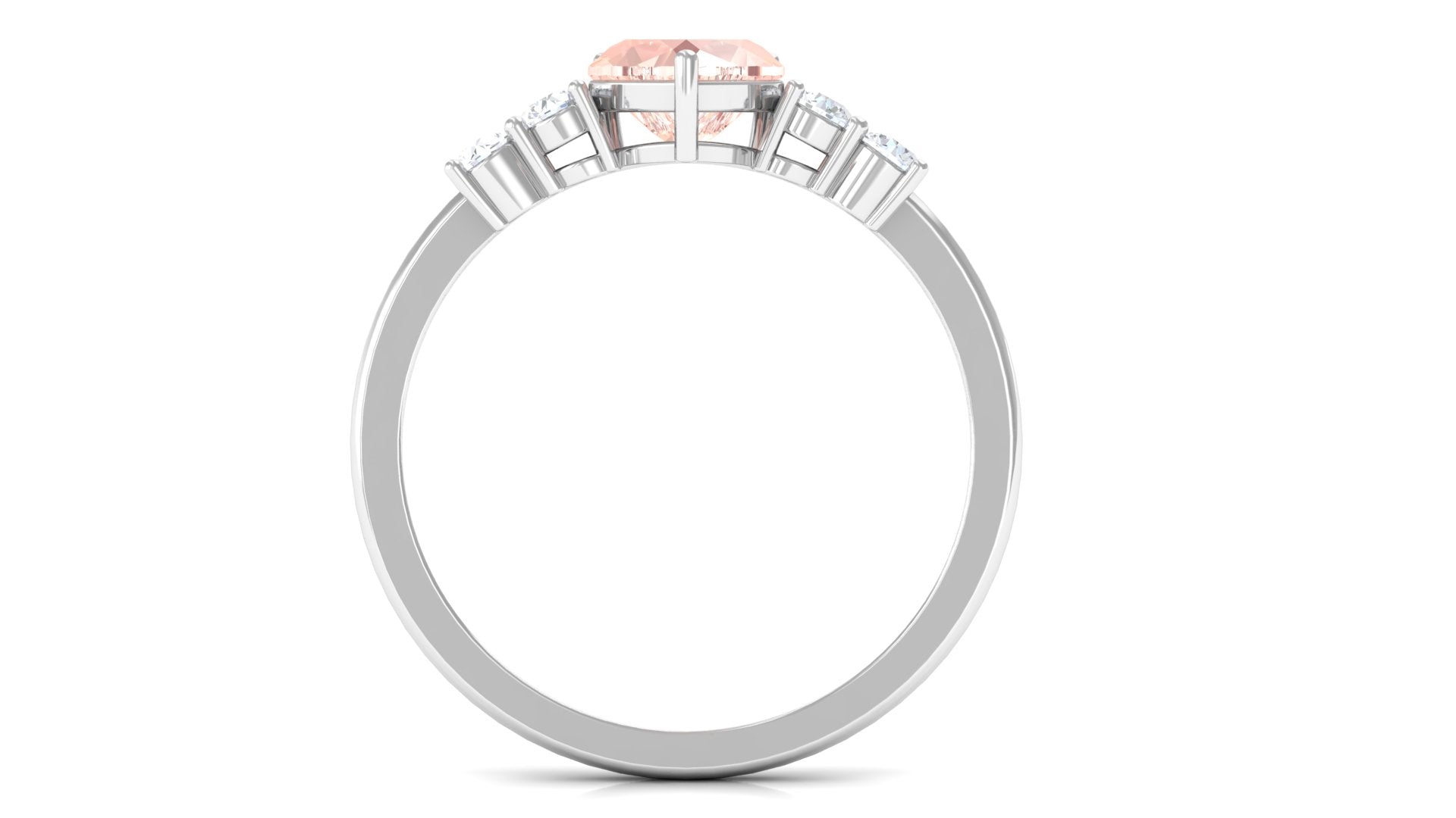 Rosec Jewels-Heart Shape Morganite Solitaire Promise Ring with Diamond