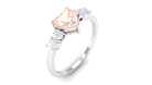 Rosec Jewels-Heart Shape Morganite Solitaire Promise Ring with Diamond