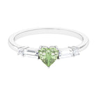 Rosec Jewels-Heart Shape Green Sapphire Solitaire Promise Ring with Diamond