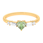 Rosec Jewels-Heart Shape Green Sapphire Solitaire Promise Ring with Diamond