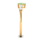 Rosec Jewels-Heart Shape Green Sapphire Solitaire Promise Ring with Diamond