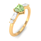 Rosec Jewels-Heart Shape Green Sapphire Solitaire Promise Ring with Diamond