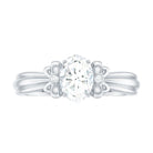 Rosec Jewels-Oval Cut Moissanite Solitaire Engagement Ring with Bow Details