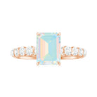 Rosec Jewels-Claw Set Ethiopian Opal Solitaire Engagement Ring with Diamond Side Stones