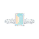 Rosec Jewels-Claw Set Ethiopian Opal Solitaire Engagement Ring with Diamond Side Stones