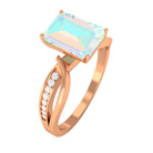 Rosec Jewels-Infinity Shank Emerald Cut Ethiopian Opal Engagement Ring with Diamond