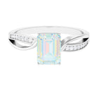 Rosec Jewels-Infinity Shank Emerald Cut Ethiopian Opal Engagement Ring with Diamond