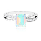 Rosec Jewels-Infinity Shank Emerald Cut Ethiopian Opal Engagement Ring with Diamond