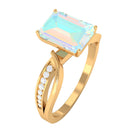 Rosec Jewels-Infinity Shank Emerald Cut Ethiopian Opal Engagement Ring with Diamond