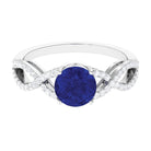 Rosec Jewels-Certified Lab Grown Blue Sapphire Round Engagement Ring With Moissanite