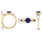 Rosec Jewels-Certified Lab Grown Blue Sapphire Round Engagement Ring With Moissanite