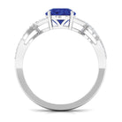 Rosec Jewels-Certified Lab Grown Blue Sapphire Round Engagement Ring With Moissanite