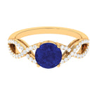 Rosec Jewels-Certified Lab Grown Blue Sapphire Round Engagement Ring With Moissanite