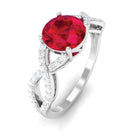 Rosec Jewels-Certified Lab Grown Ruby Round Engagement Ring With Moissanite