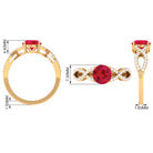 Rosec Jewels-Certified Lab Grown Ruby Round Engagement Ring With Moissanite