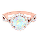 Rosec Jewels-3 CT Ethiopian Opal Crossover Engagement Ring with Moissanite Halo