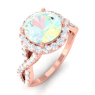 Rosec Jewels-3 CT Ethiopian Opal Crossover Engagement Ring with Moissanite Halo