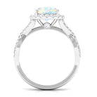 Rosec Jewels-3 CT Ethiopian Opal Crossover Engagement Ring with Moissanite Halo