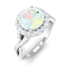 Rosec Jewels-3 CT Ethiopian Opal Crossover Engagement Ring with Moissanite Halo