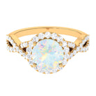 Rosec Jewels-3 CT Ethiopian Opal Crossover Engagement Ring with Moissanite Halo