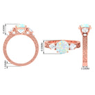 Rosec Jewels-Round Ethiopian Opal and Moissanite Art Deco Engagement Ring in Gold