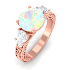 Rosec Jewels-Round Ethiopian Opal and Moissanite Art Deco Engagement Ring in Gold