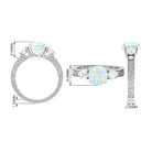 Rosec Jewels-Round Ethiopian Opal and Moissanite Art Deco Engagement Ring in Gold