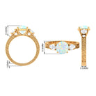 Rosec Jewels-Round Ethiopian Opal and Moissanite Art Deco Engagement Ring in Gold