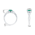 Rosec Jewels-Created Emerald and Diamond Engagement Ring with Crossover Shank