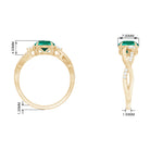 Rosec Jewels-Created Emerald and Diamond Engagement Ring with Crossover Shank