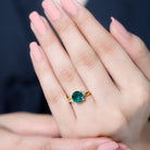 Rosec Jewels-Created Emerald and Diamond Engagement Ring with Crossover Shank