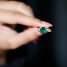 Rosec Jewels-Created Emerald and Diamond Engagement Ring with Crossover Shank