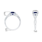 Rosec Jewels-2 CT Created Blue Sapphire and Diamond Engagement Ring with Crossover Shank