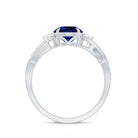 Rosec Jewels-2 CT Created Blue Sapphire and Diamond Engagement Ring with Crossover Shank