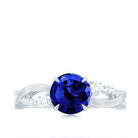 Rosec Jewels-2 CT Created Blue Sapphire and Diamond Engagement Ring with Crossover Shank