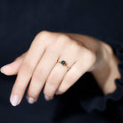 Rosec Jewels-Minimal Black Opal Solitaire Promise Ring in Gold