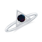 Rosec Jewels-1/4 CT Round Black Opal Gold Triangle Minimal Promise Ring