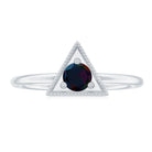 Rosec Jewels-1/4 CT Round Black Opal Gold Triangle Minimal Promise Ring