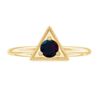 Rosec Jewels-1/4 CT Round Black Opal Gold Triangle Minimal Promise Ring