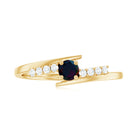 Rosec Jewels-Minimal Round Black Opal and Diamond Bypass Promise Ring