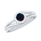 Rosec Jewels-0.75 CT Classic Black Opal Engagement Ring with Diamond Enhancer