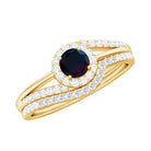 Rosec Jewels-0.75 CT Classic Black Opal Engagement Ring with Diamond Enhancer