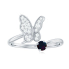 Rosec Jewels-Natural Black Opal and Diamond Butterfly Ring