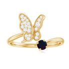 Rosec Jewels-Natural Black Opal and Diamond Butterfly Ring