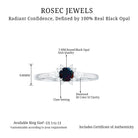 Rosec Jewels-Claw Set Round Black Opal and Diamond Promise Ring