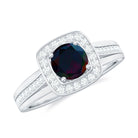 Rosec Jewels-Classic Black Opal Engagement Ring with Moissanite Accent