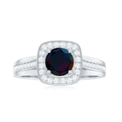 Rosec Jewels-Classic Black Opal Engagement Ring with Moissanite Accent