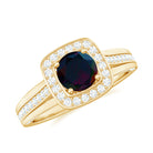 Rosec Jewels-Classic Black Opal Engagement Ring with Moissanite Accent